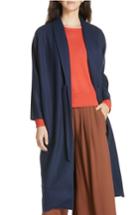 Women's Eileen Fisher Long Wool Jacket, Size - Blue