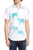 Men's Bonobos Slim Fit Tiger Print Sport Shirt R - White