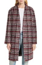 Women's Iro Twisted Plaid Boucle Tweed Coat Us / 32 Fr - Red