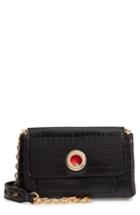 Sondra Roberts Croc Embossed Faux Leather Crossbody Bag - Black