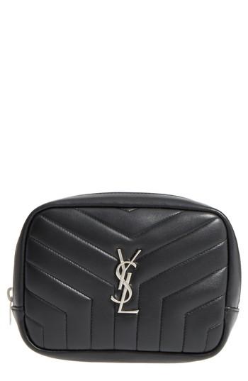 Saint Laurent Loulou Matelasse Leather Cosmetics Case - Black