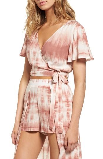 Women's Mimi Chica Tie Dye Crop Wrap Top - Pink