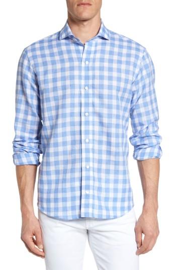 Men's Ledbury Classic Fit Gingham Sport Shirt, Size - Blue