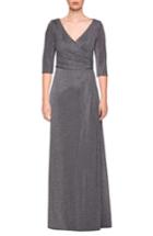 Women's La Femme Sparkle Column Gown - Grey