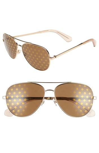 Women's Kate Spade New York Avaline 58mm Aviator Sunglasses - Gold Beige