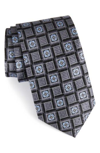 Men's Nordstrom Men's Shop Geometric Medallion Silk Tie, Size - Black
