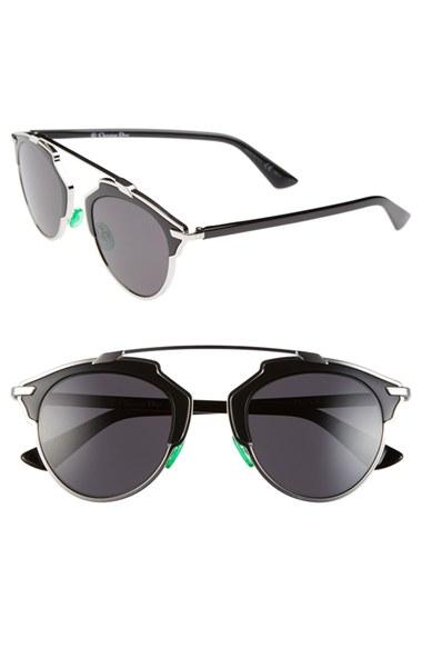 Women's Dior So Real 48mm Brow Bar Sunglasses - Palladium/ Shiny Black