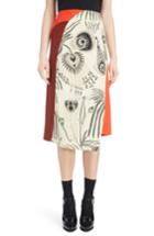 Women's Dries Van Noten Asymmetrical Colorblock Print Skirt Us / 40 Fr - Ivory