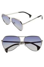 Women's Wildfox Taj 62mm Oversize Aviator Sunglasses - Silver/ Grey-blue Gradient