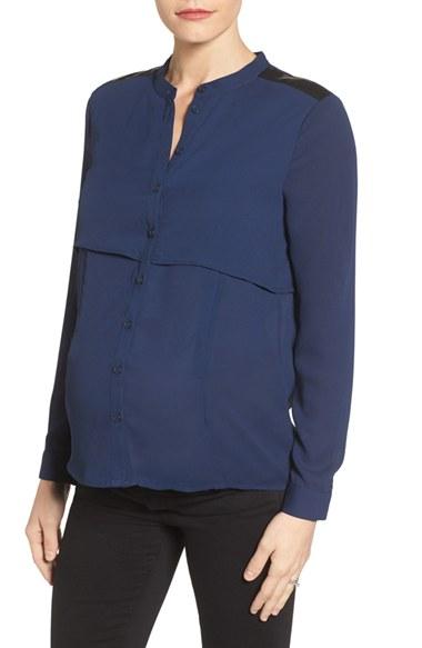 Women's Loyal Hana Jenni Maternity/nursing Shirt - Blue