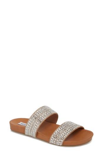 Women's Steve Madden Dynamo Embellished Slide Sandal .5 M - Metallic