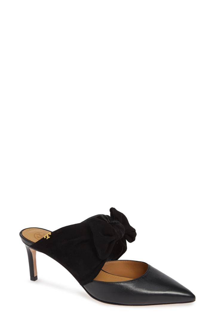 Women's Tory Burch Eleanor Bow Mule .5 M - Black