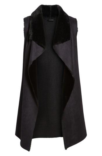 Women's Love Token Faux Shearling Vest - Black