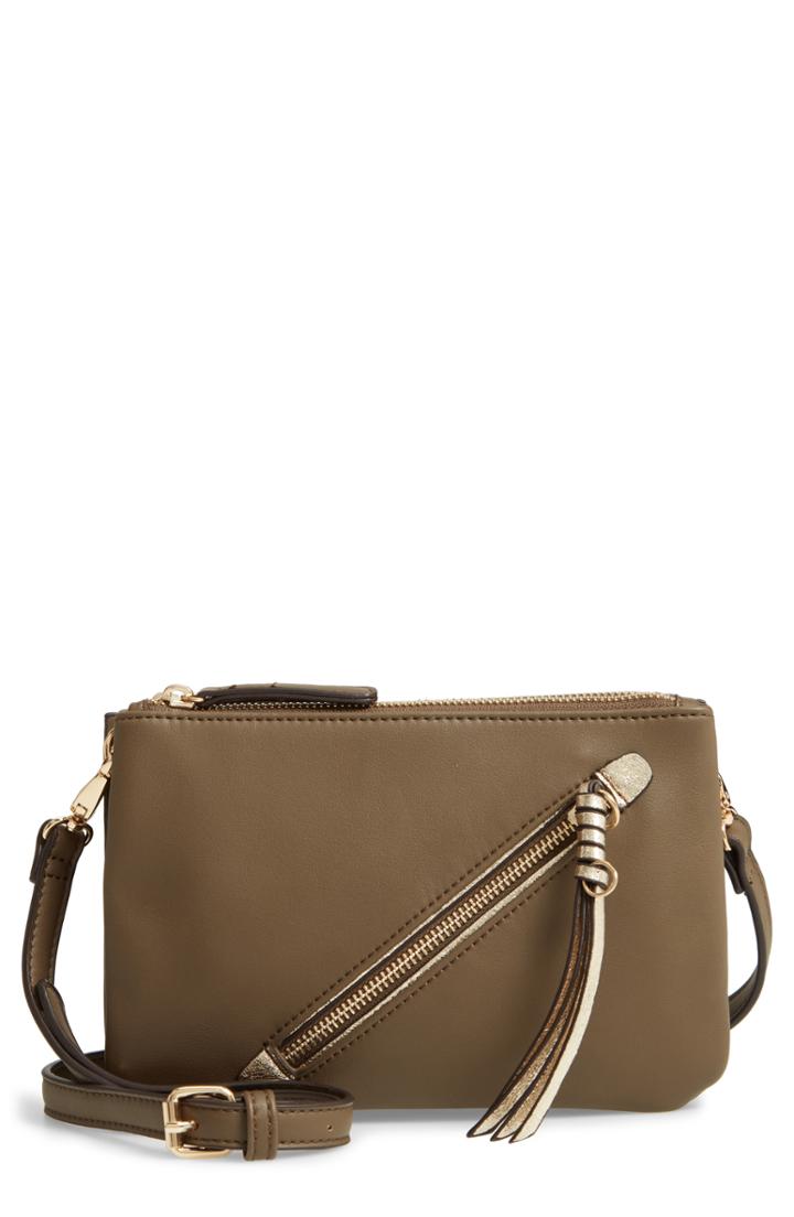 Sondra Roberts East/west Faux Leather Crossbody Bag - Grey