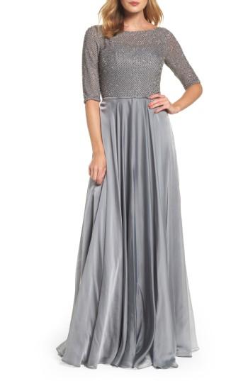 Women's La Femme Embellished Bodice Gown - Metallic