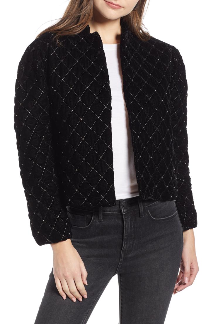 Women's Something Navy Quilted Velvet Jacket