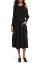 Women's Tibi Cold Shoulder Midi Dress - Black