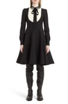 Women's Valentino Bib Front Wool & Silk Dress