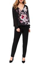 Women's Wallis Floral Overlay Split Sleeve Jumpsuit Us / 8 Uk - Black