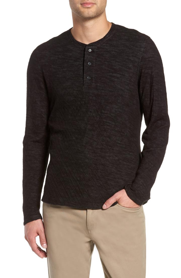 Men's Vince Double Knit Henley Top - Black
