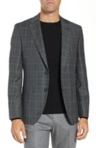 Men's Boss Jewels Classic Fit Windowpane Wool Sport Coat R - Metallic