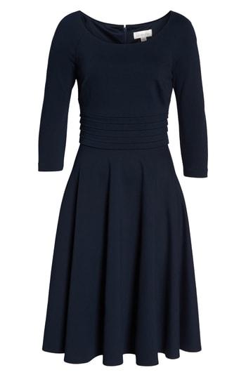 Petite Women's Harper Rose Pleated Waist Fit & Flare Dress P - Blue
