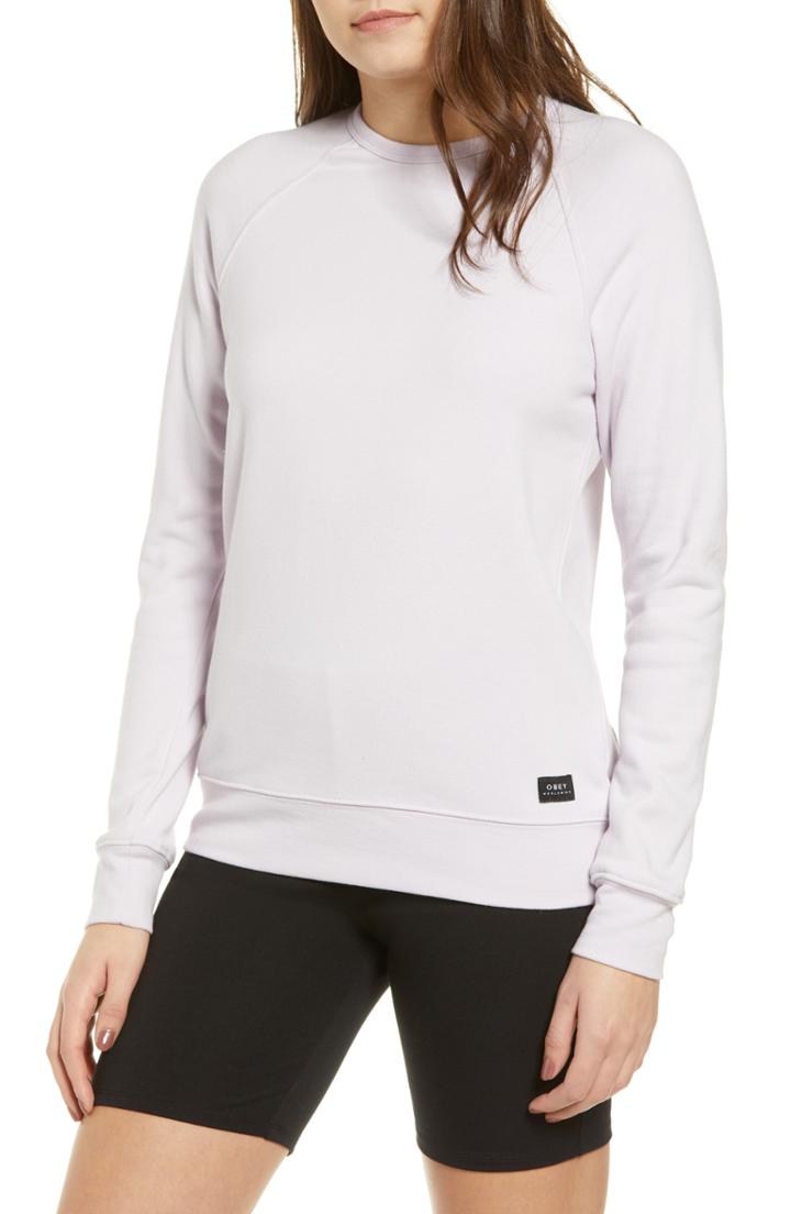 Women's Obey Comfy Creatures Cotton Blend Crewneck Sweatshirt - Purple