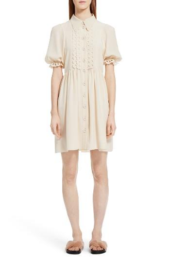Women's Chloe Eyelet Silk Shirtdress Us / 36 Fr - Ivory