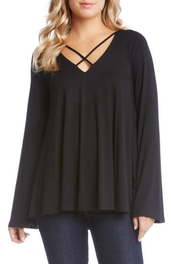 Women's Karen Kane Crisscross Bell Sleeve Top - Black