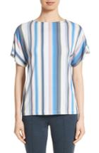 Women's St. John Collection Blurred Stripe Jersey Top, Size - Blue