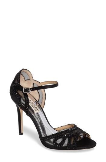 Women's Badgley Mischka Embellished Mesh Sandal .5 M - Black