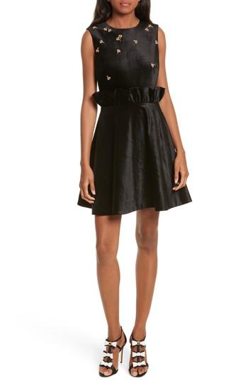 Women's Ted Baker London Queen Bee Ruffle Waist Dress - Black