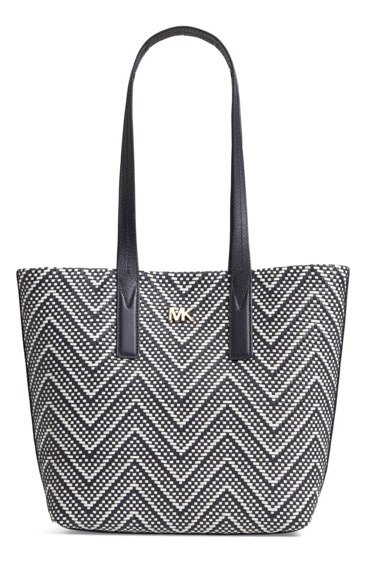 Michael Michael Kors Medium Junie Woven Leather Tote - Blue