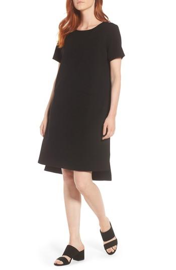 Women's Eileen Fisher Tencel Blend Knit Shift Dress, Size - Black