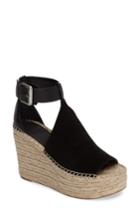 Women's Marc Fisher Ltd Annie Perforated Espadrille Platform Wedge M - Black