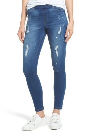 Women's Hue Paint Splatter Denim Leggings - Blue
