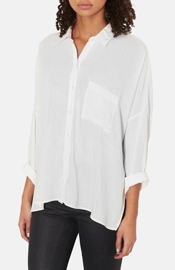 Topshop Oversized Crinkle Shirt White