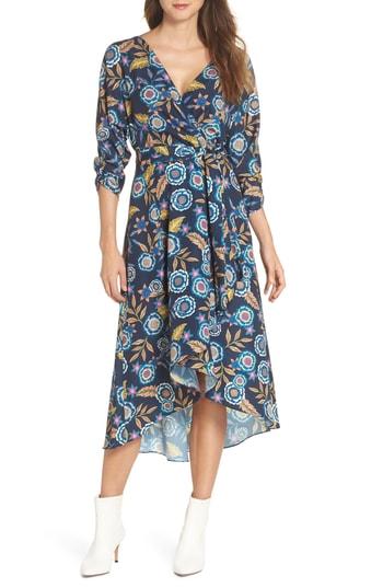 Women's Eliza J Floral High/low Faux Wrap Dress - Blue