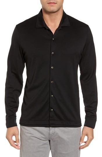 Men's David Donahue Interlock Knit Sport Shirt - Black