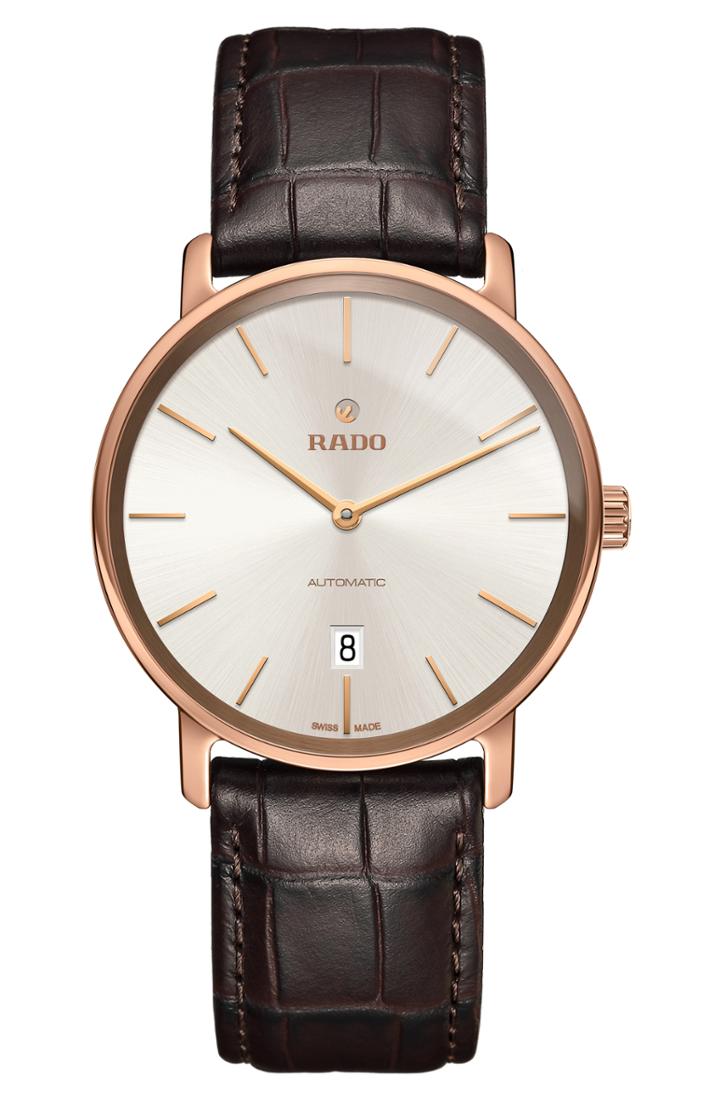 Men's Rado Diamaster Automatic Leather Strap Watch, 41mm