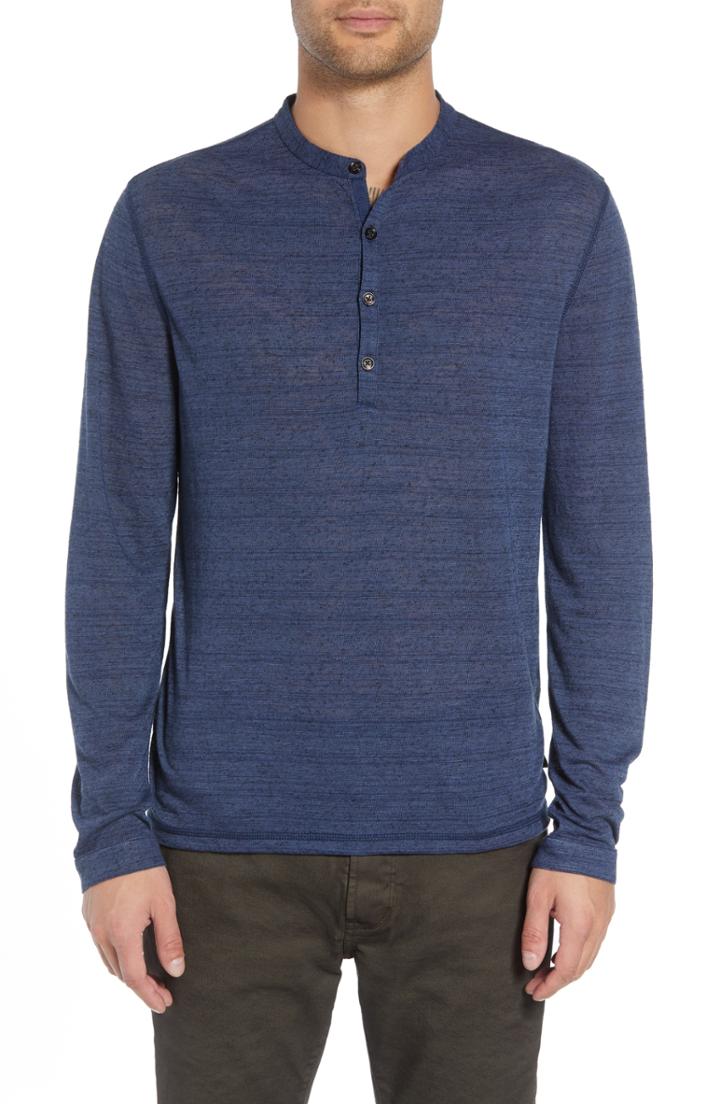 Men's John Varvatos Star Usa Neppy Henley T-shirt, Size - Blue