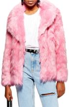 Women's Topshop Camille Hooded Faux Fur Coat Us (fits Like 0) - Pink