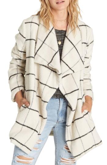 Women's Billabong Evermore Plaid Coat - White