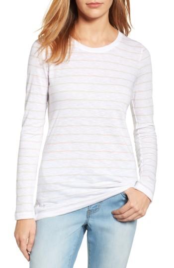 Petite Women's Caslon Long Sleeve Crewneck Tee P - White