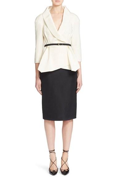 Women's Carolina Herrera Belted Silk Wrap Blouse