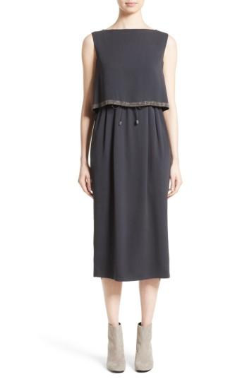 Women's Fabiana Filippi Embellished Silk Drawstring Dress Us / 44 It - Grey