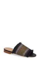 Women's Kaanas Corfu Fray Basket Weave Slide Sandal M - Black