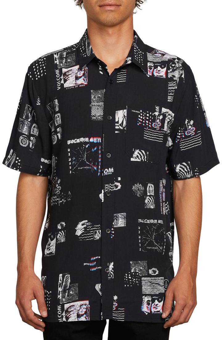 Men's Volcom Speak To You Woven Shirt, Size - Black