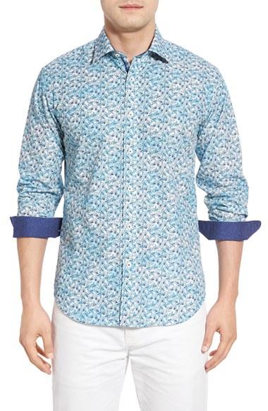 Men's Bugatchi Classic Fit Bicycle Print Sport Shirt
