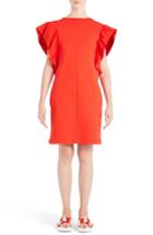 Women's Msgm Ruffle Sleeve Crepe Sheath Dress